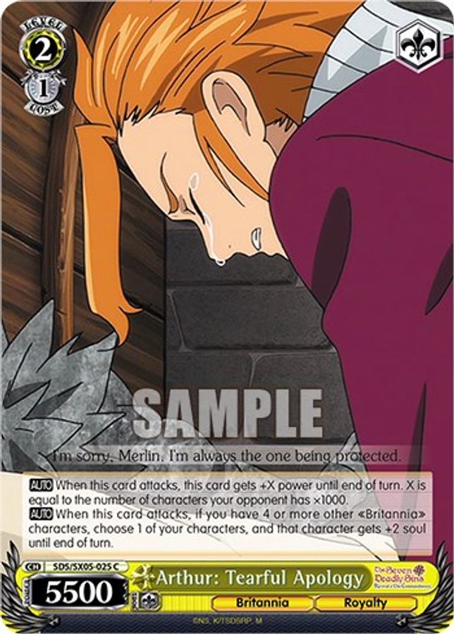 Arthur: Tearful Apology C waifu card — Weiss Schwarz