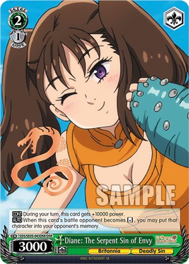 Diane: The Serpent Sin of Envy DeadlySinRare waifu card — Weiss Schwarz