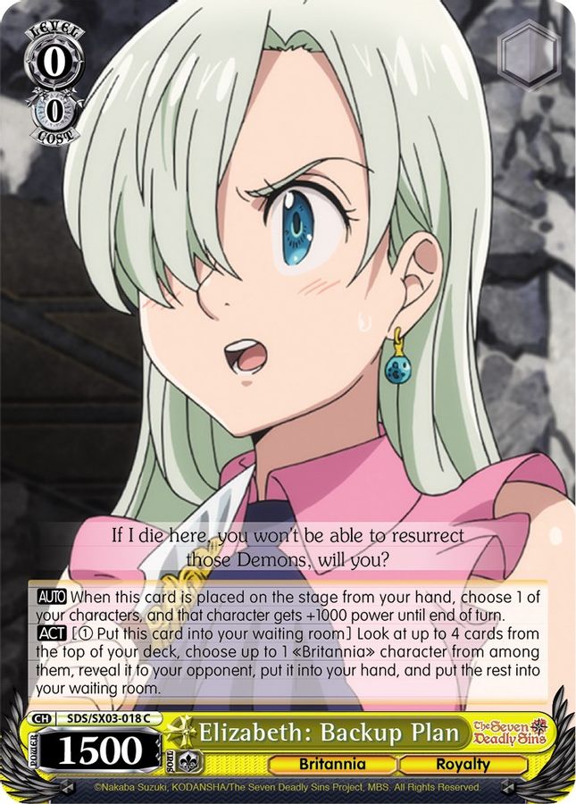 Elizabeth: Backup Plan C waifu card — Weiss Schwarz