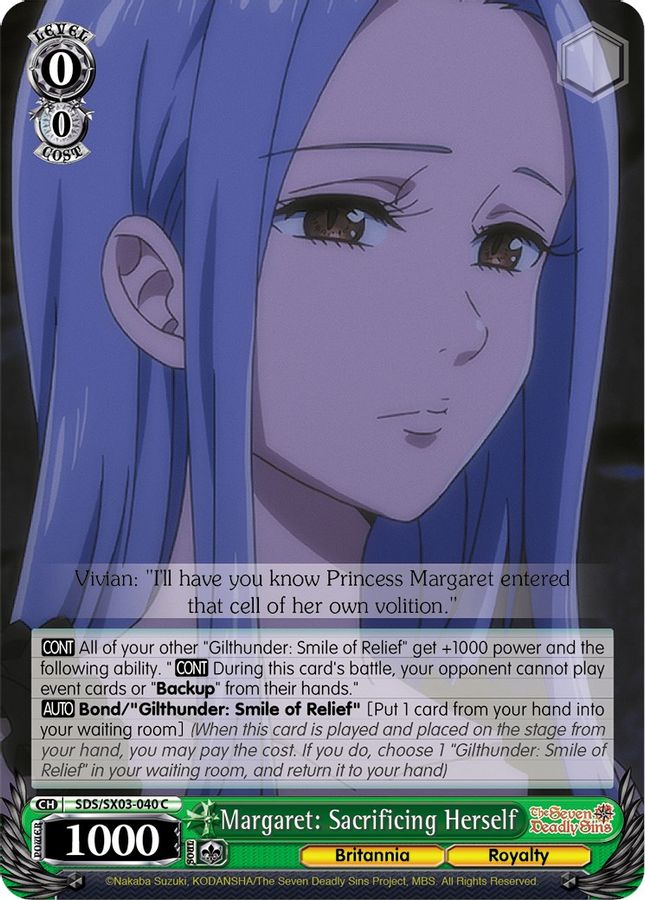 Margaret: Sacrificing Herself C waifu card — Weiss Schwarz