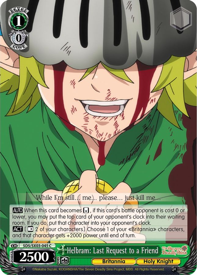 Helbram: Last Request to a Friend C waifu card — Weiss Schwarz