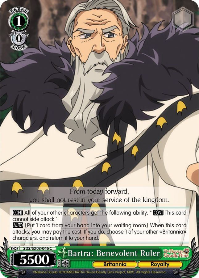 Bartra: Benevolent Ruler C waifu card — Weiss Schwarz