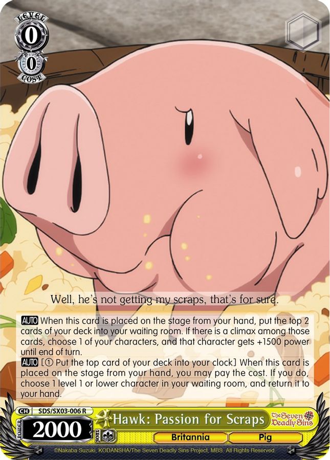 Hawk: Passion for Scraps R waifu card — Weiss Schwarz