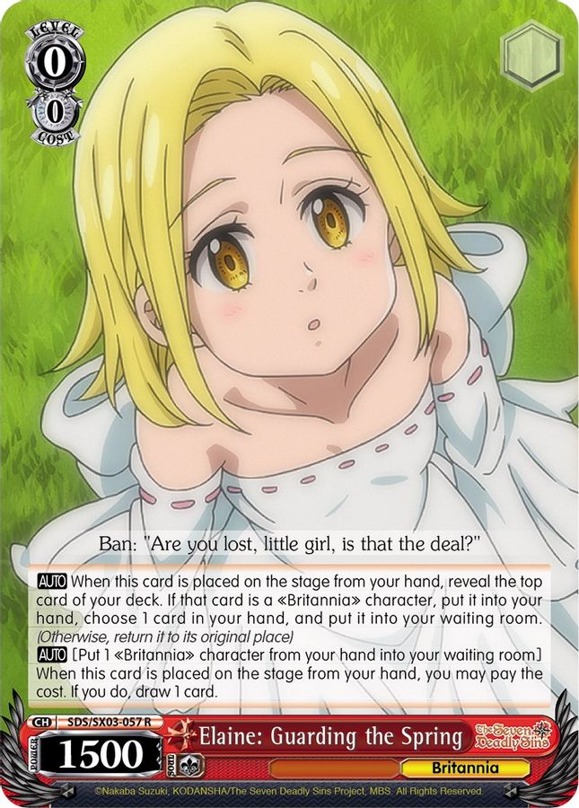 Elaine: Guarding the Spring R waifu card — Weiss Schwarz