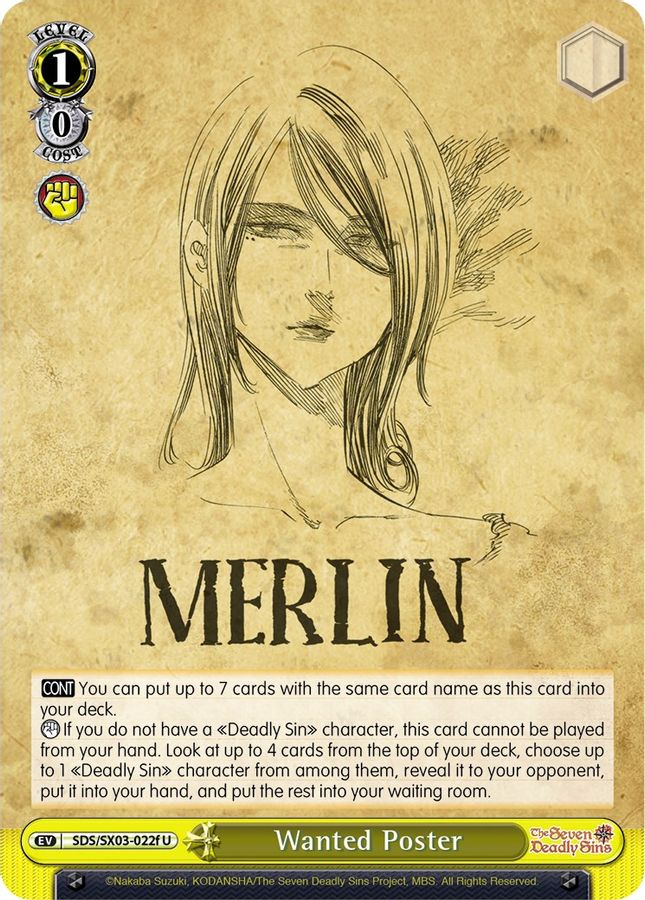 Wanted Poster (F) U waifu card — Weiss Schwarz