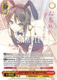 Mai Sakurajima SCR waifu card — Weiss Schwarz