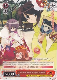 Haruhi & Nagato & Mikuru Promo waifu card — Weiss Schwarz