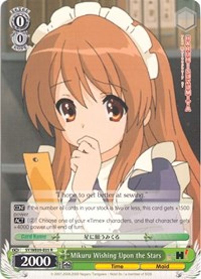 Mikuru Wishing Upon the Stars (Foil) R waifu card — Weiss Schwarz
